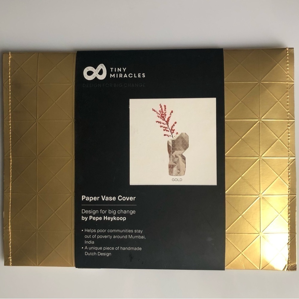 Tiny Miracles Paper Vase Cover~NWT Gold